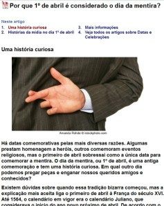 O falso artigo de 01/04/2014 trazia um link para esta página como referência da notícia. Quantos leitores acessaram-na? 2 035, de bem mais de 20 000 acessos, ou menos de 10%!