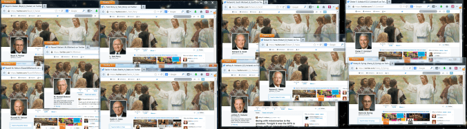 Apóstolos Mórmons no Twitter. Nada diz "conta pessoal" como manter o mesmo layout idêntico para todos os catorze homens!