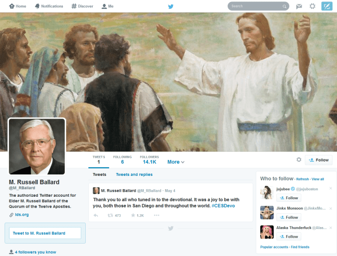 Russell Ballard Estréia Twitter Para Apóstolos Mórmons.