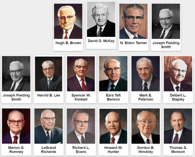 Liderança da Igreja SUD em Novembro de 1969