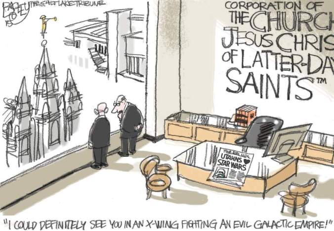 Pat Bagley. Cartunista mórmon. Humor. Mormonismo.