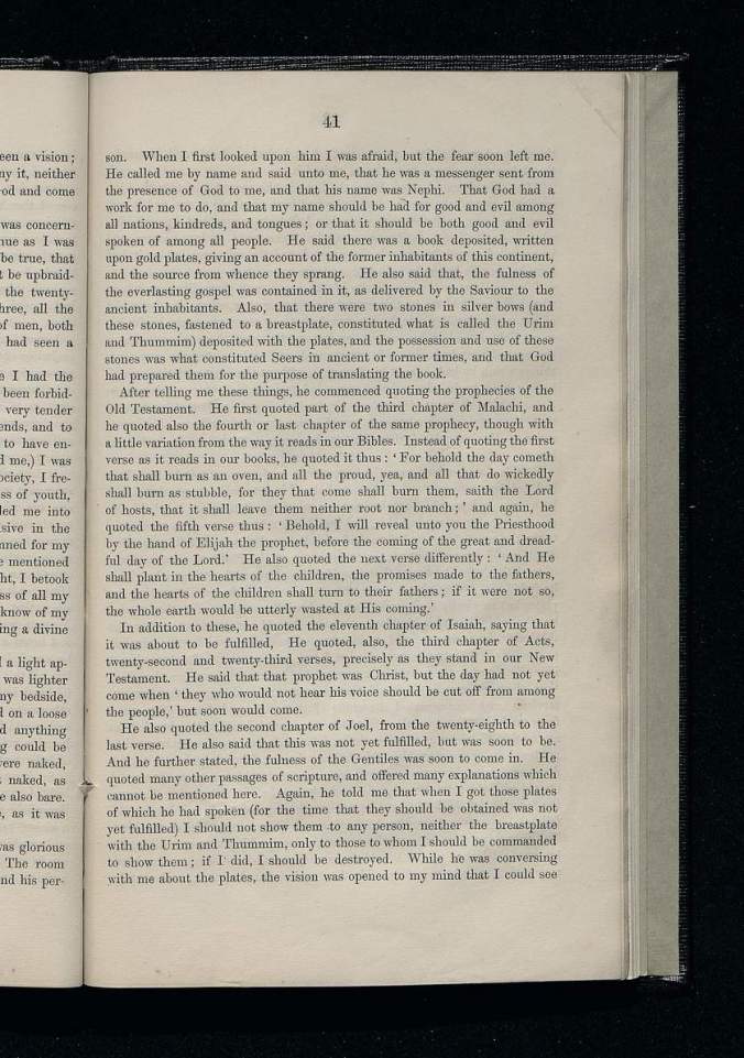 Página 41 da primeira edição da Pérola de Grande Valor, A Igreja de Jesus Cristo dos Santos dos Últimos Dias, 1851